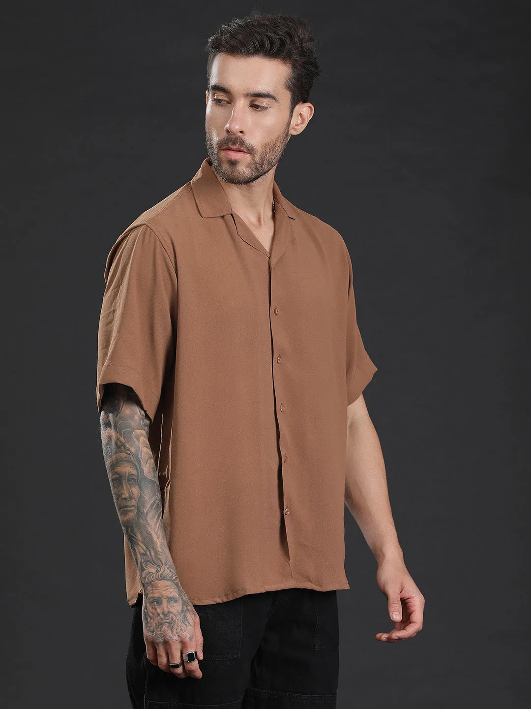 Oversized Cuban Collar Unisex Shirt