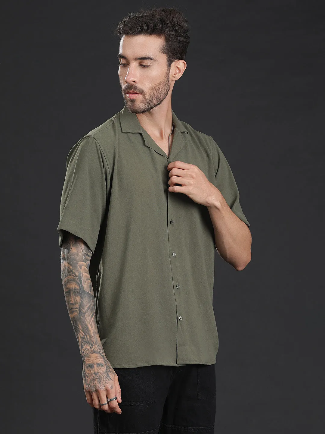 Oversized Cuban Collar Unisex Shirt