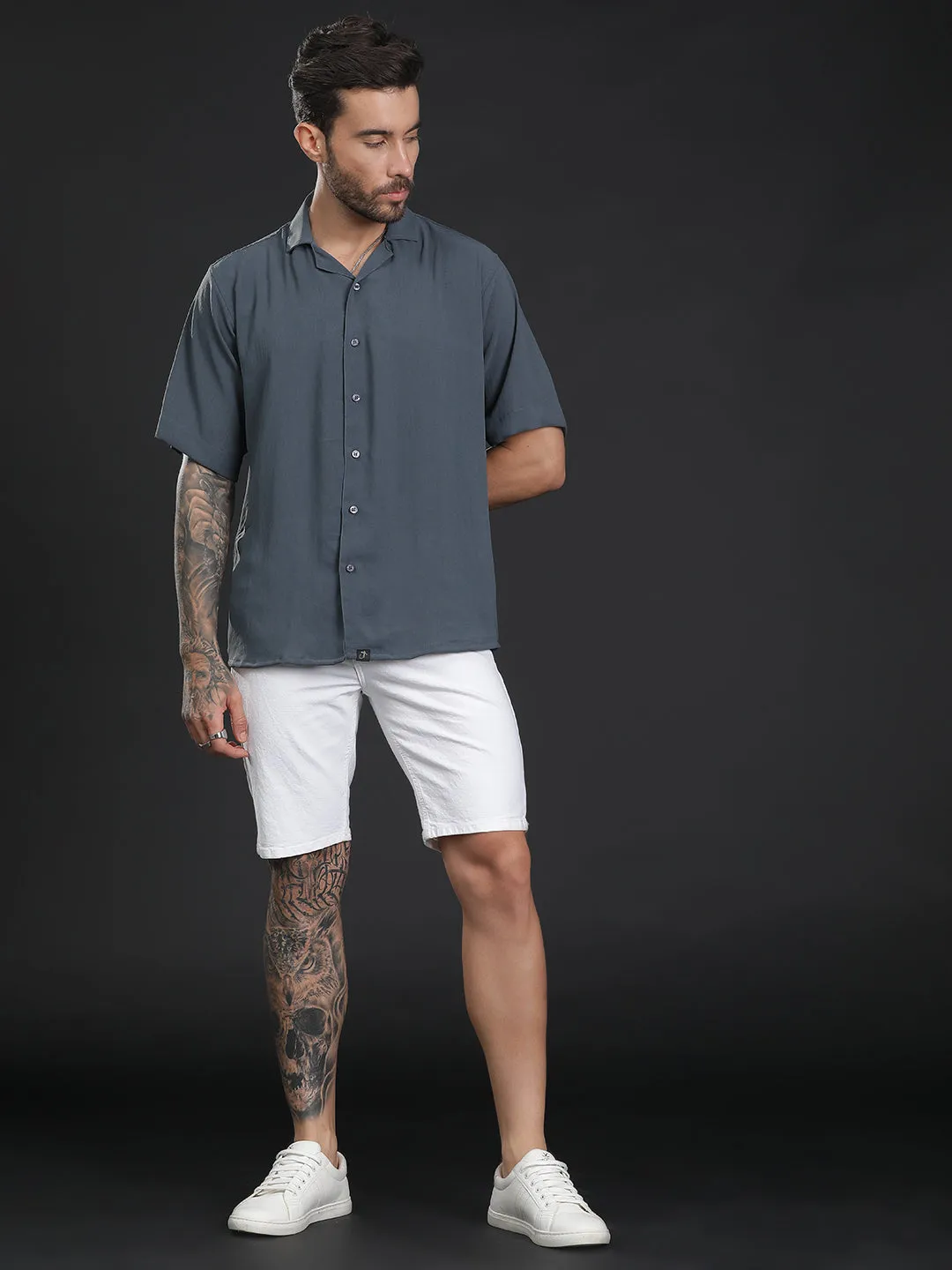 Oversized Cuban Collar Unisex Shirt
