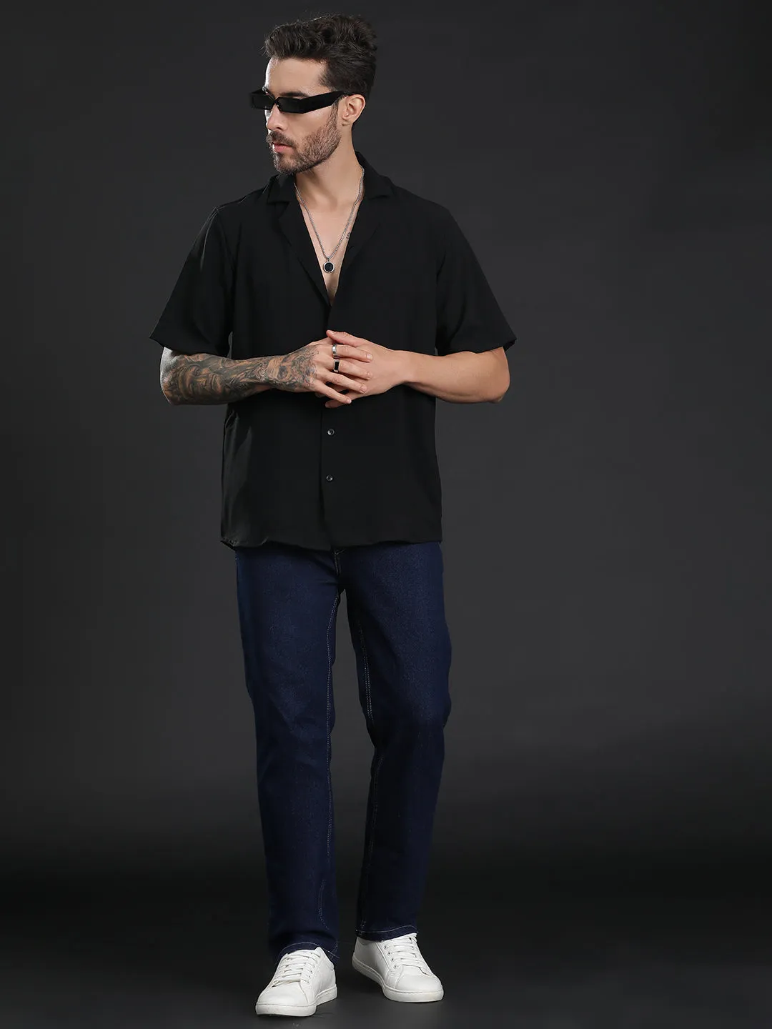 Oversized Cuban Collar Unisex Shirt