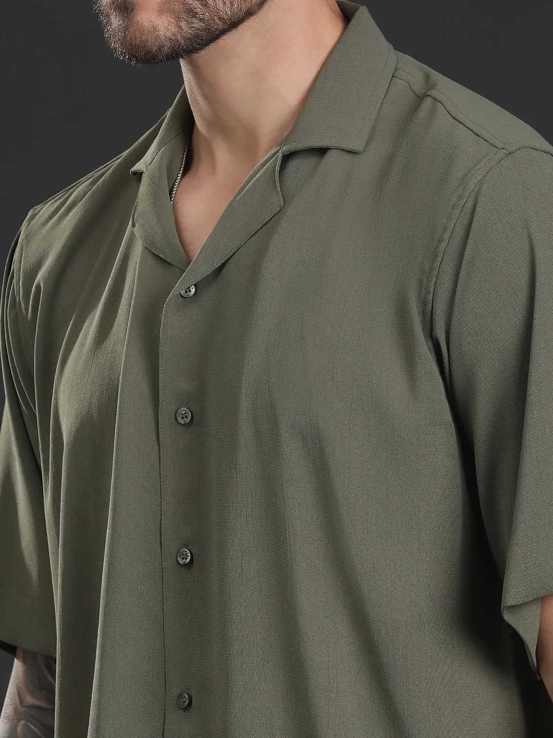 Oversized Cuban Collar Unisex Shirt