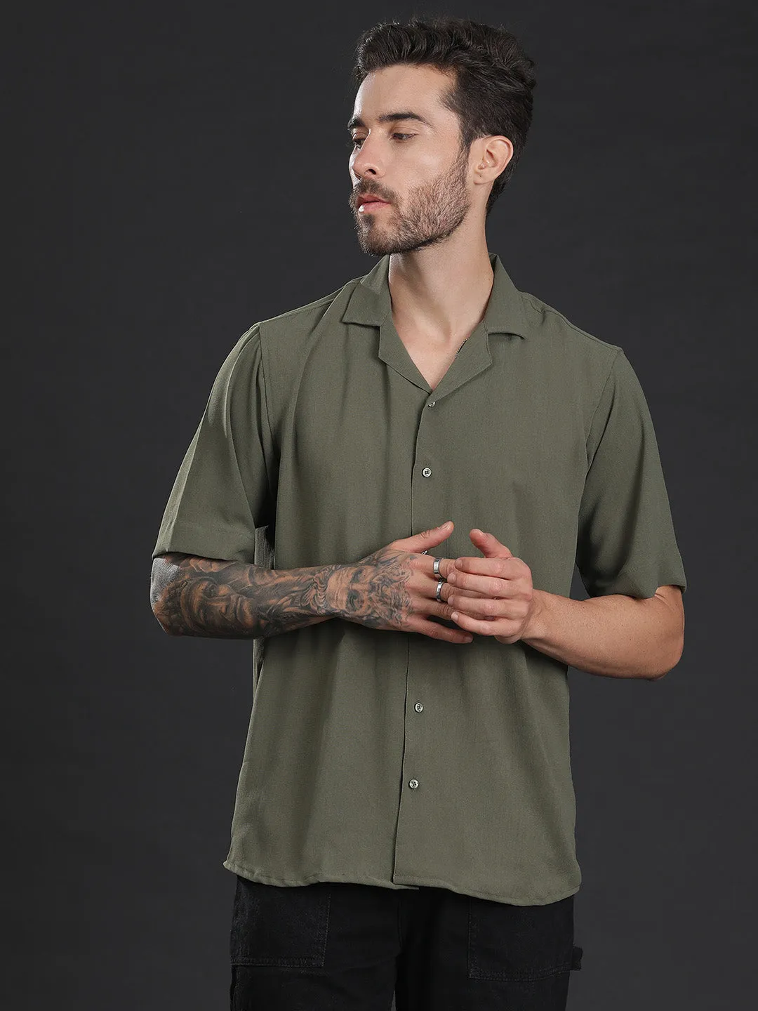 Oversized Cuban Collar Unisex Shirt