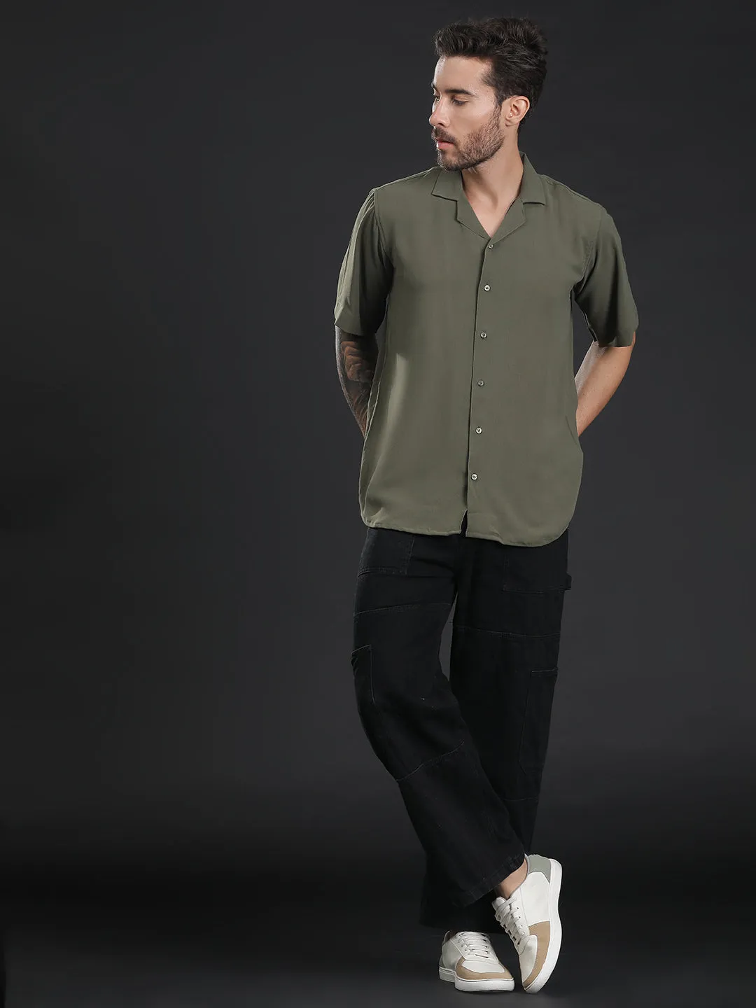 Oversized Cuban Collar Unisex Shirt