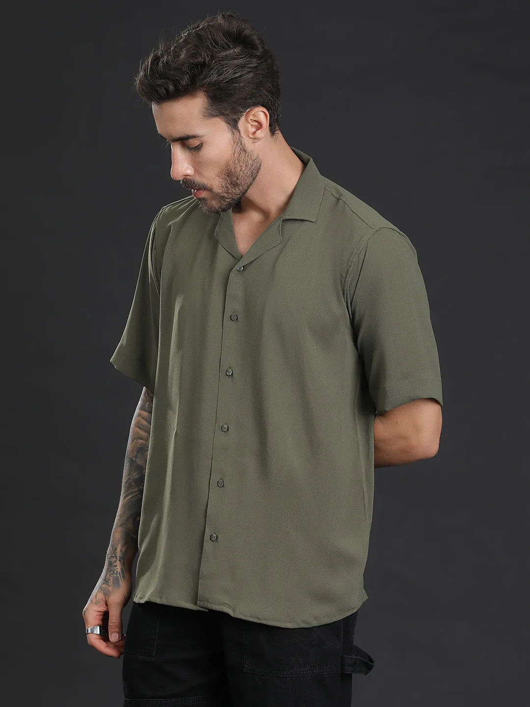 Oversized Cuban Collar Unisex Shirt