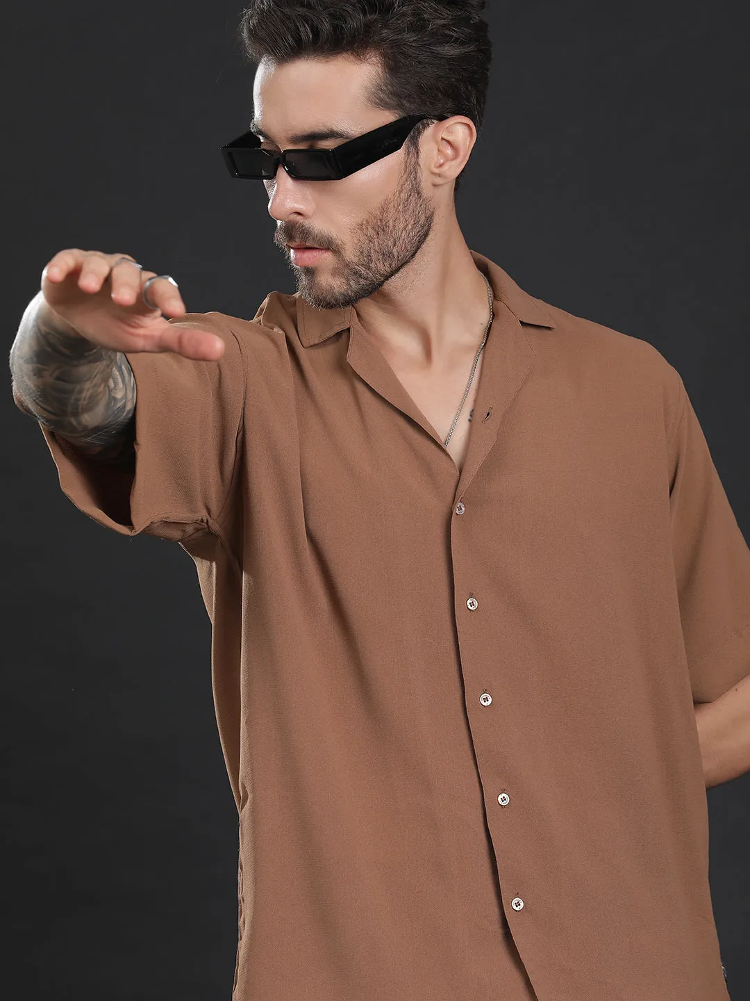 Oversized Cuban Collar Unisex Shirt