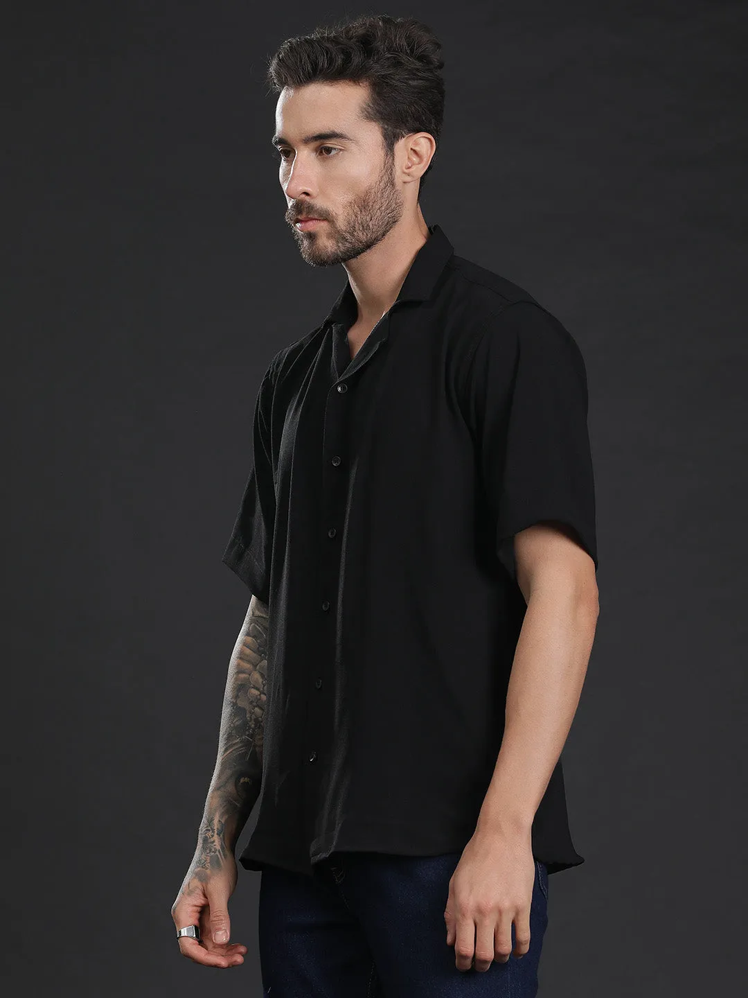 Oversized Cuban Collar Unisex Shirt