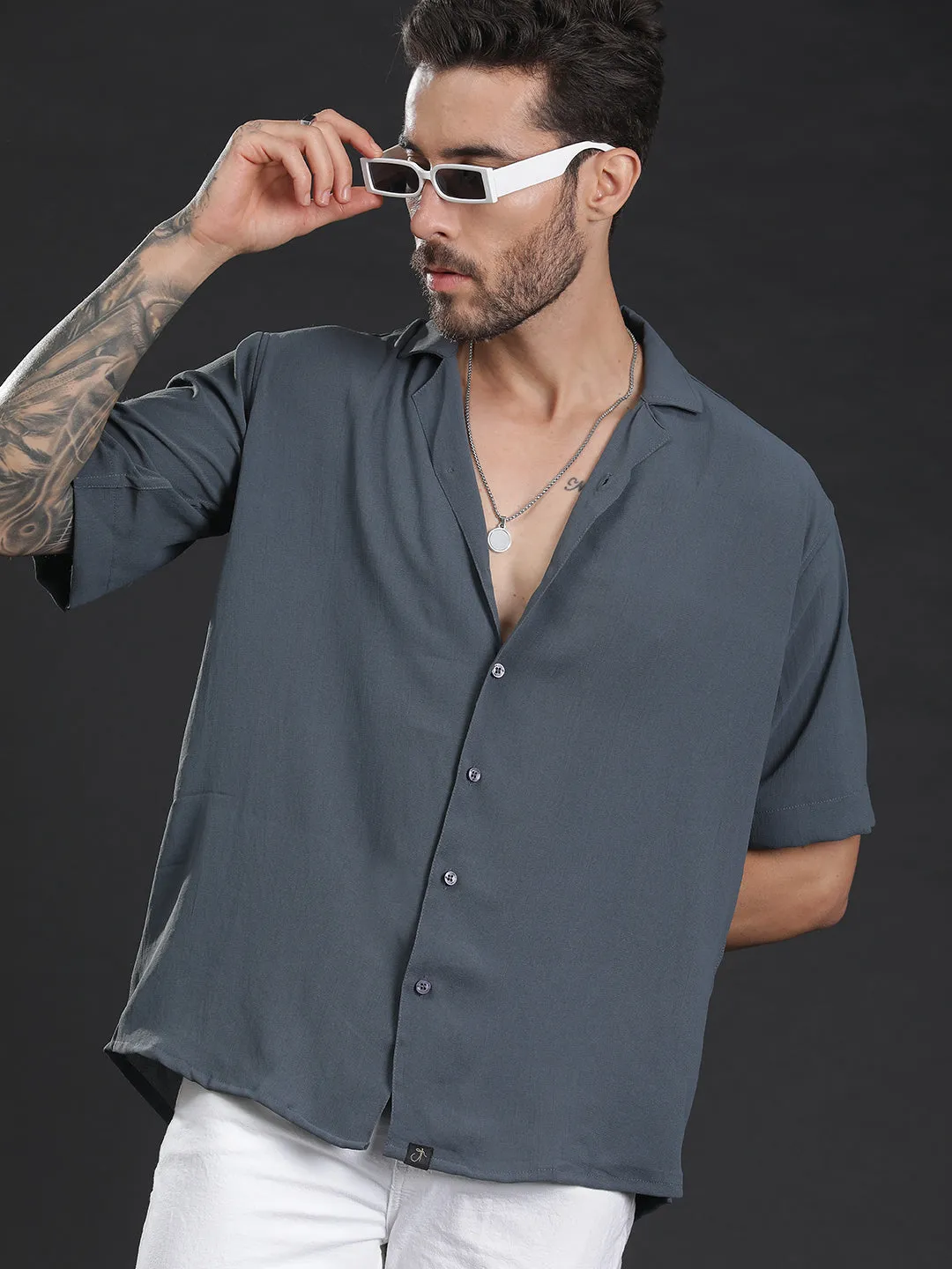 Oversized Cuban Collar Unisex Shirt
