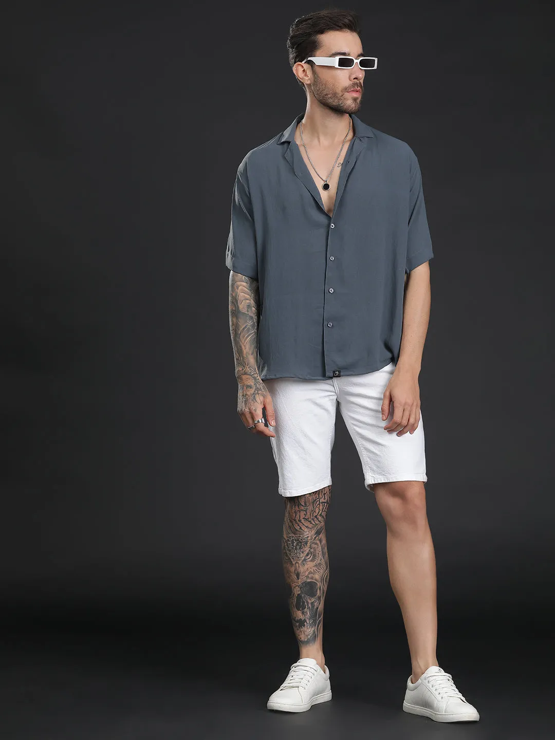 Oversized Cuban Collar Unisex Shirt