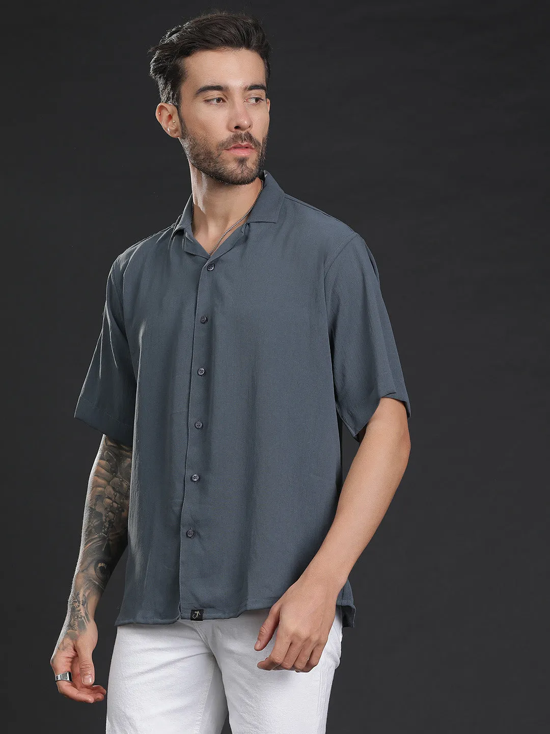 Oversized Cuban Collar Unisex Shirt
