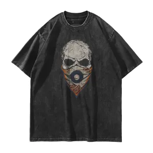 Paisley Skull Face Mask Washed T-Shirt
