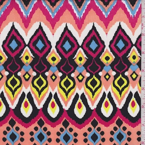 Peach/Fuchsia Ikat Challis Fabric
