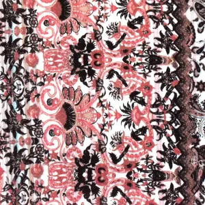 Pink-White-Multi Baroque Stripe Printed Rayon Stretch Jersey Knit Fabric