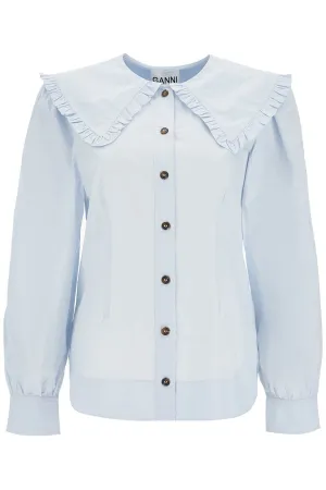 POPLIN SHIRT WITH OVERSIZED COLLAR