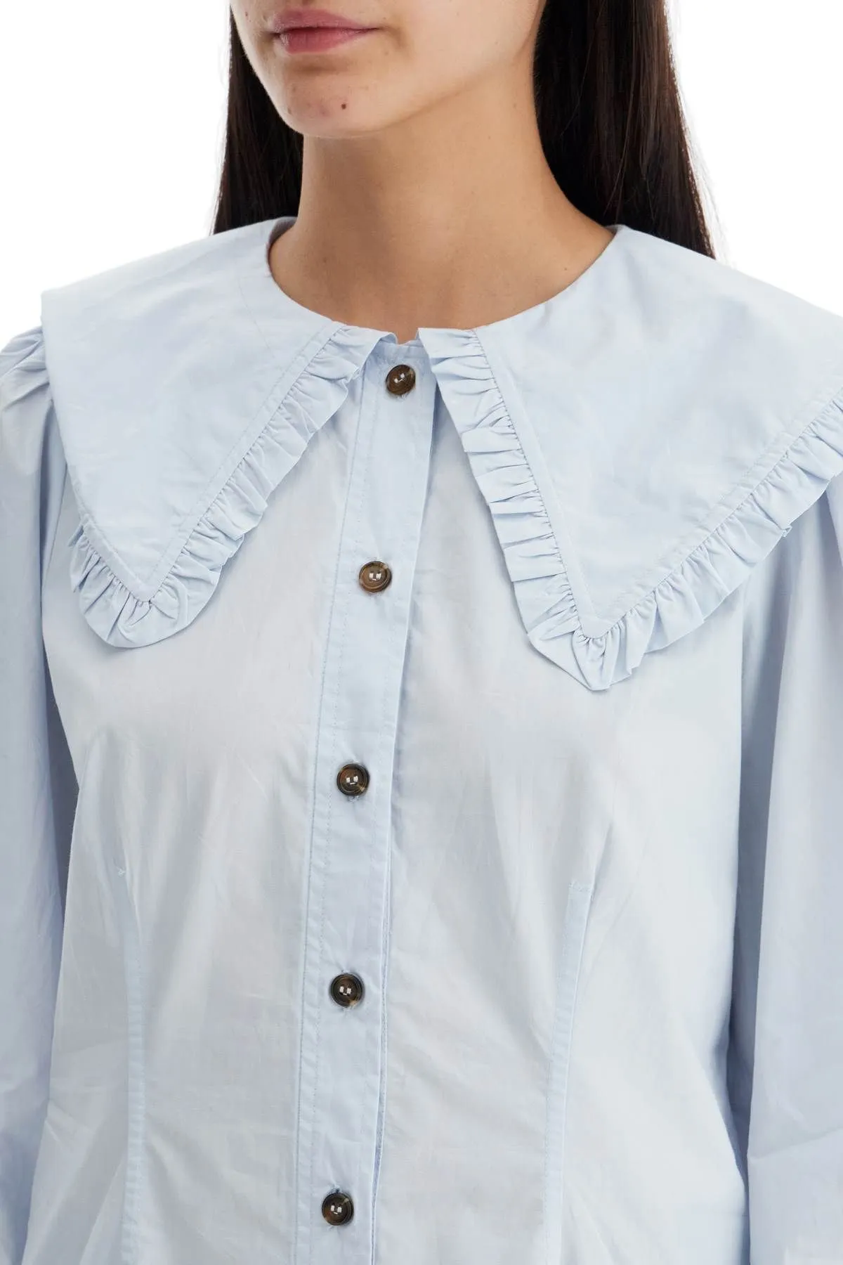 POPLIN SHIRT WITH OVERSIZED COLLAR