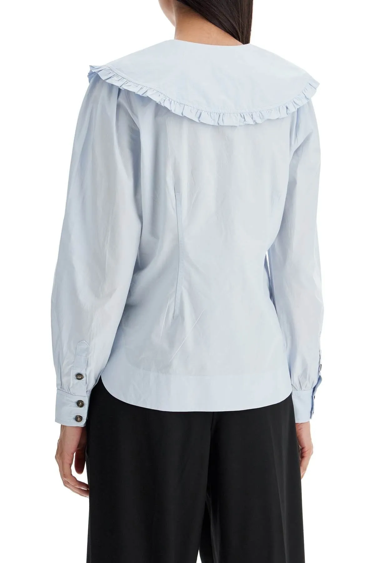 POPLIN SHIRT WITH OVERSIZED COLLAR