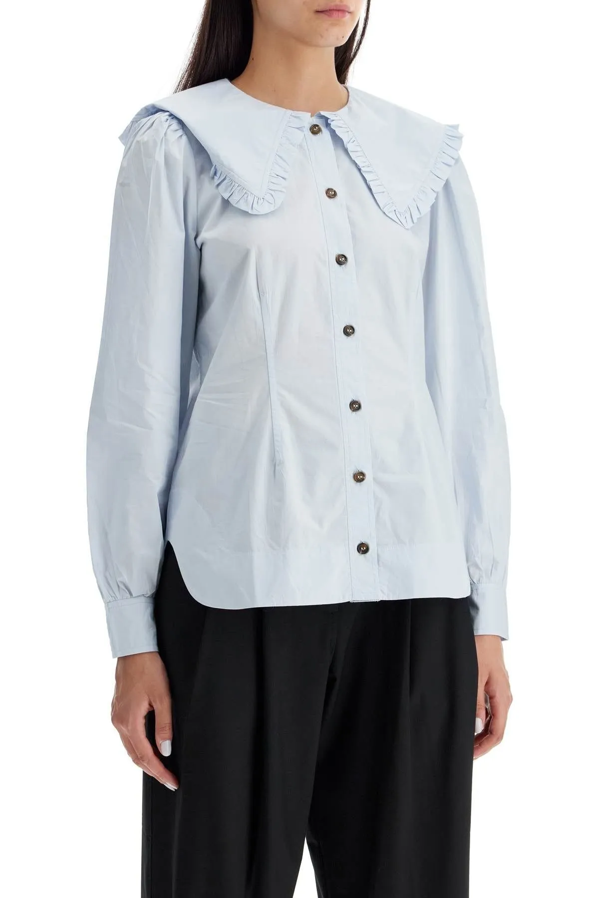 POPLIN SHIRT WITH OVERSIZED COLLAR