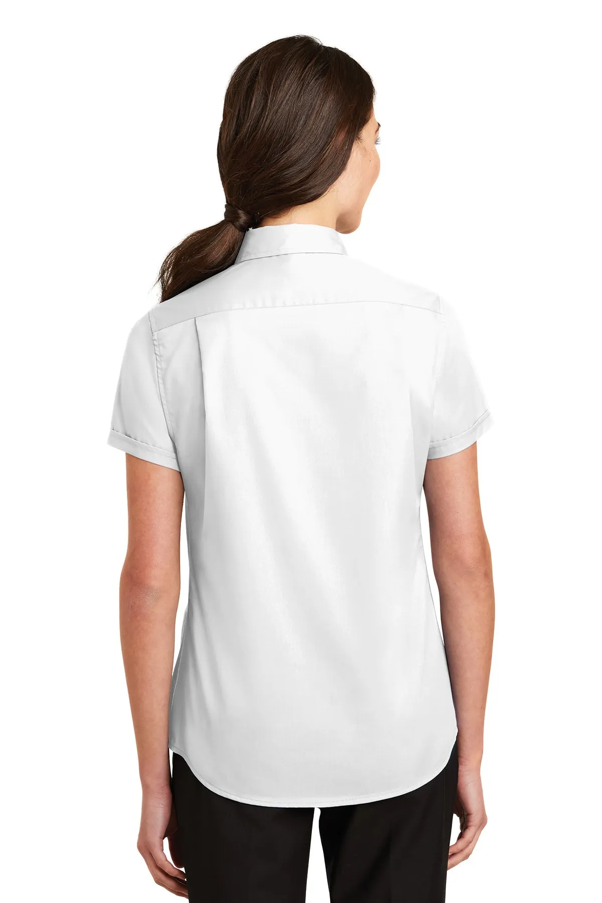 Port Authority Ladies Short Sleeve SuperPro Branded Twill Shirts, White