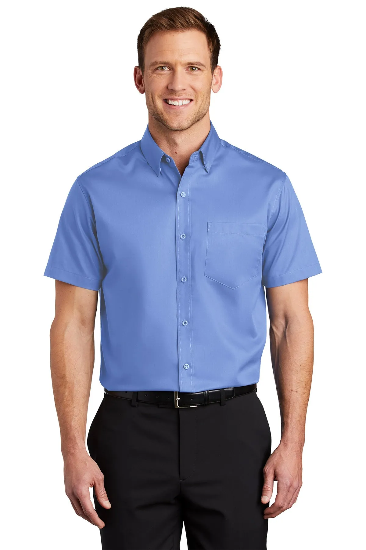 Port Authority Short Sleeve SuperPro Custom Twill Shirts, Ultramarine Blue
