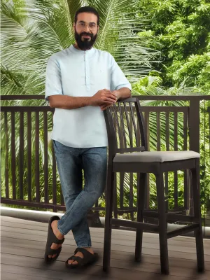 Powder Blue Textured Short Kurta