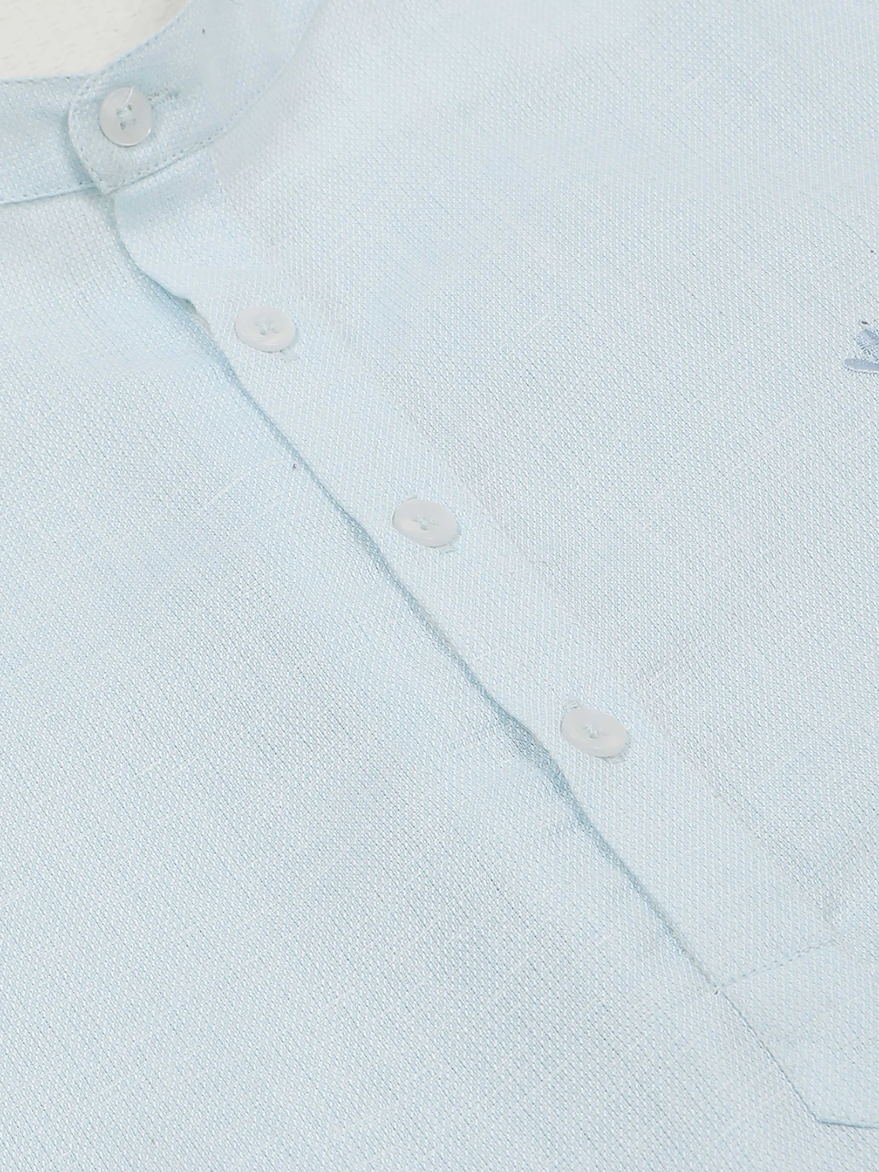 Powder Blue Textured Short Kurta