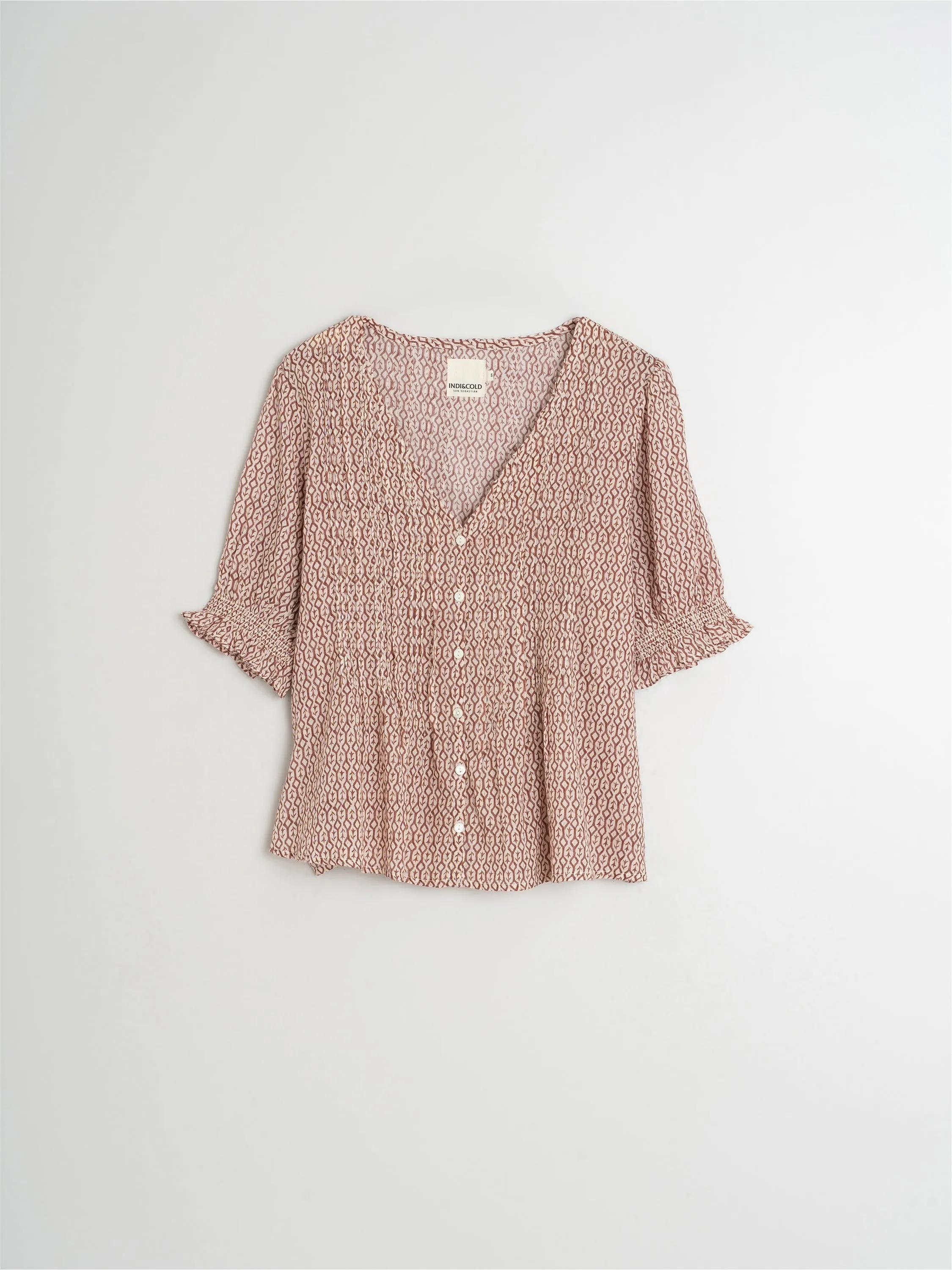 Printed Elastic Short Sleeve Shirt