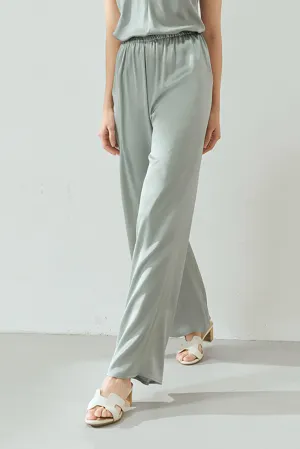 Pure Mulberry Silk Lined High Waist Wide Leg Pants