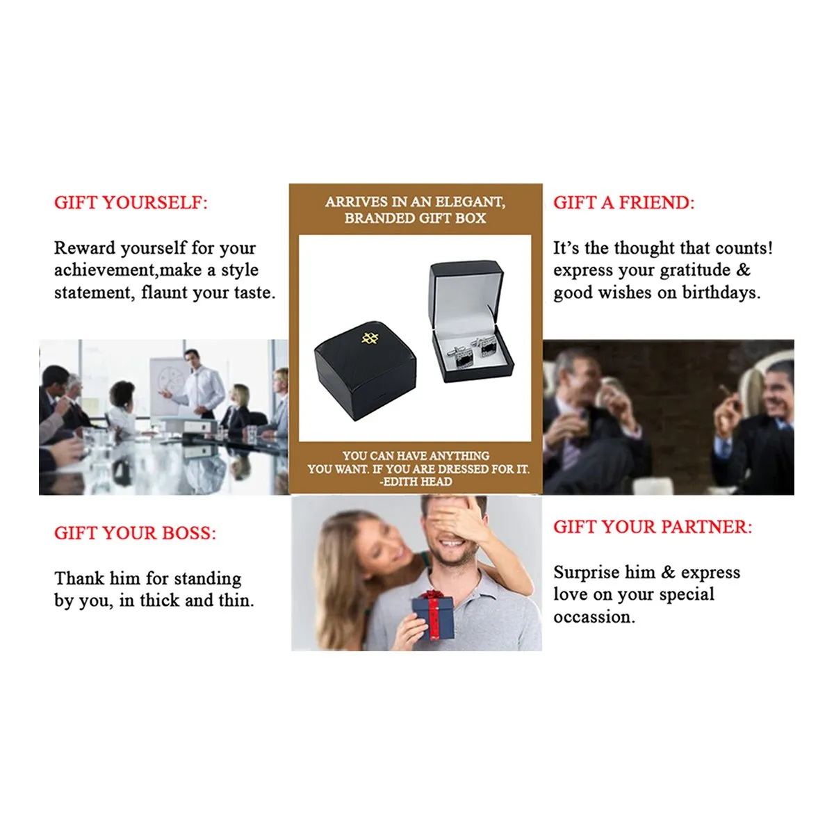 Round Grey Cufflinks In Box