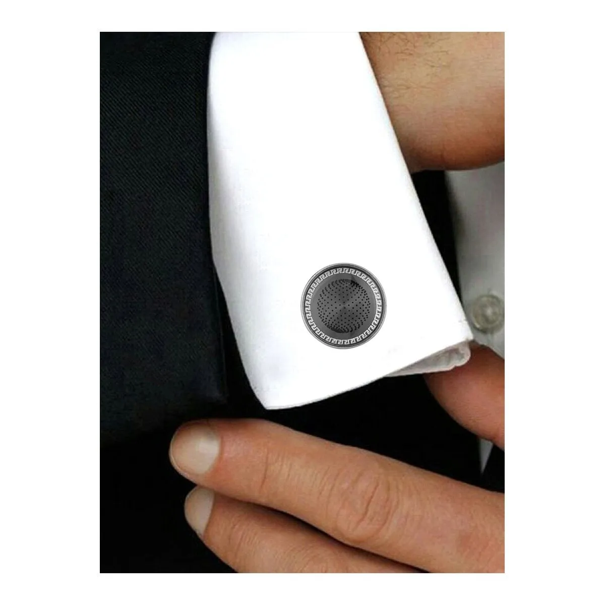 Round Grey Cufflinks In Box