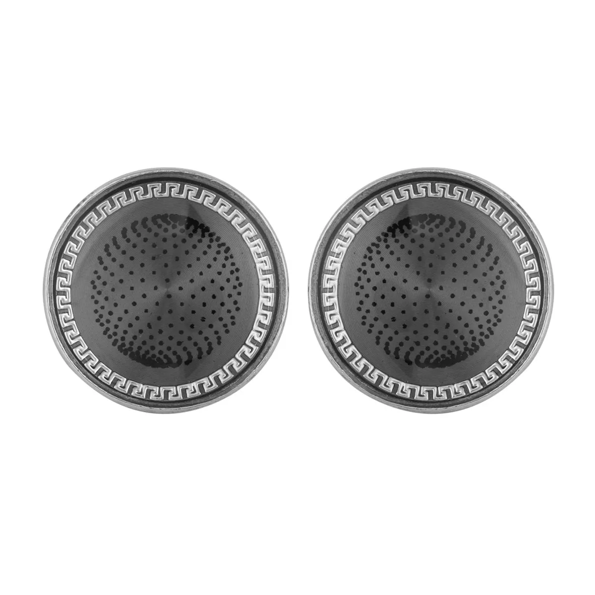 Round Grey Cufflinks In Box