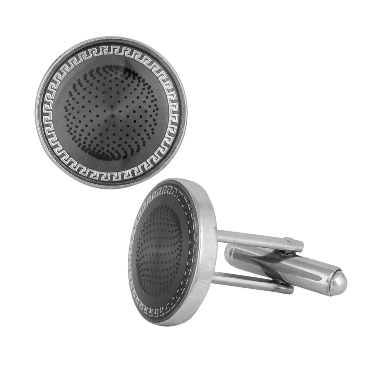Round Grey Cufflinks In Box