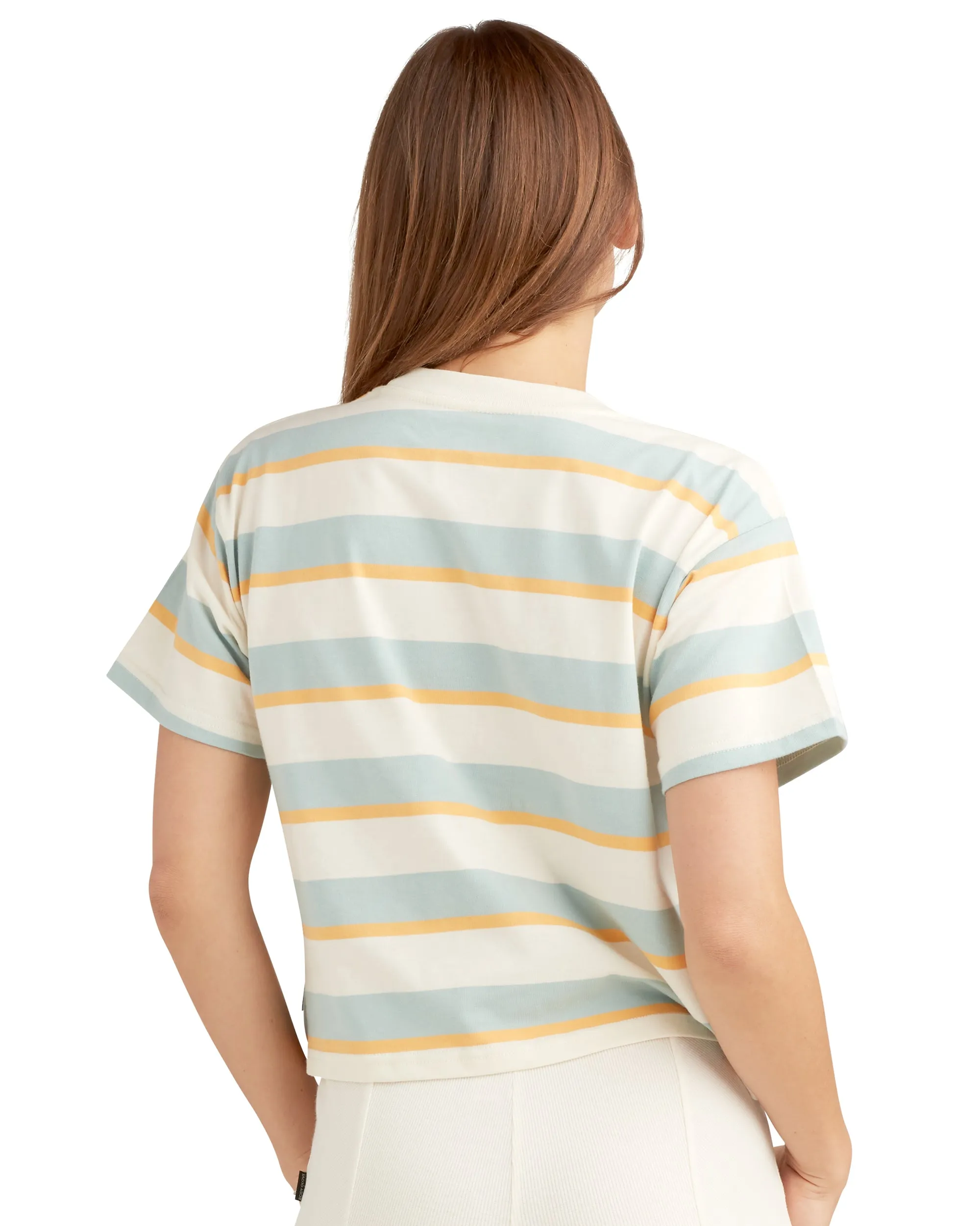 Royal Hawaiian Striped Relaxed Fit Crop T-Shirt - Aqua