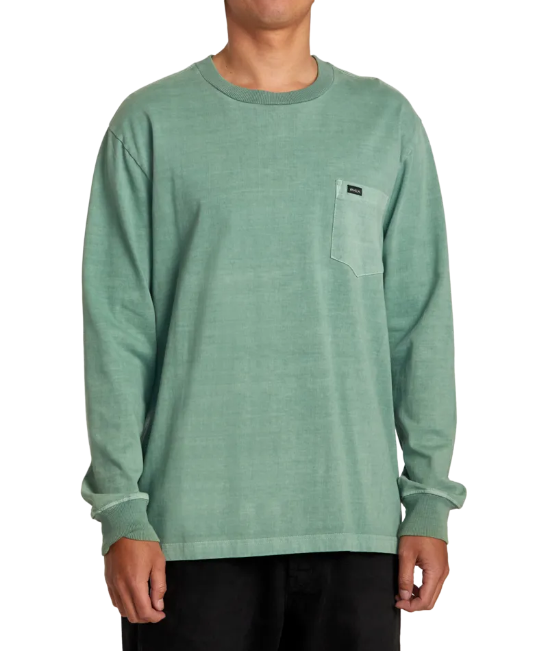 RVCA PTC Crew Neck L/S Tee-Spinach