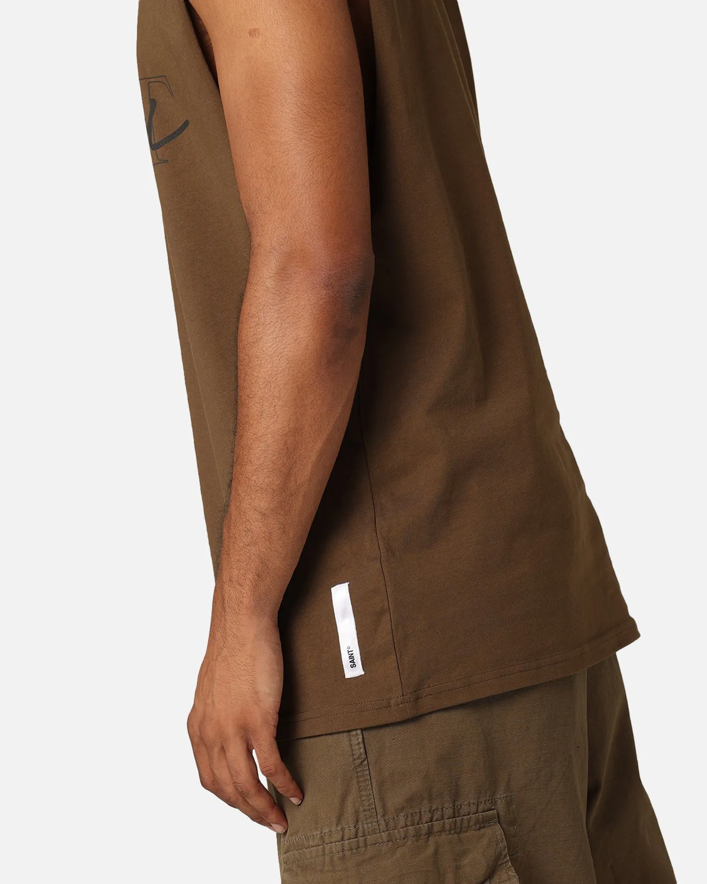 Saint Morta Interlock Oversized Muscle T-Shirt Army Green