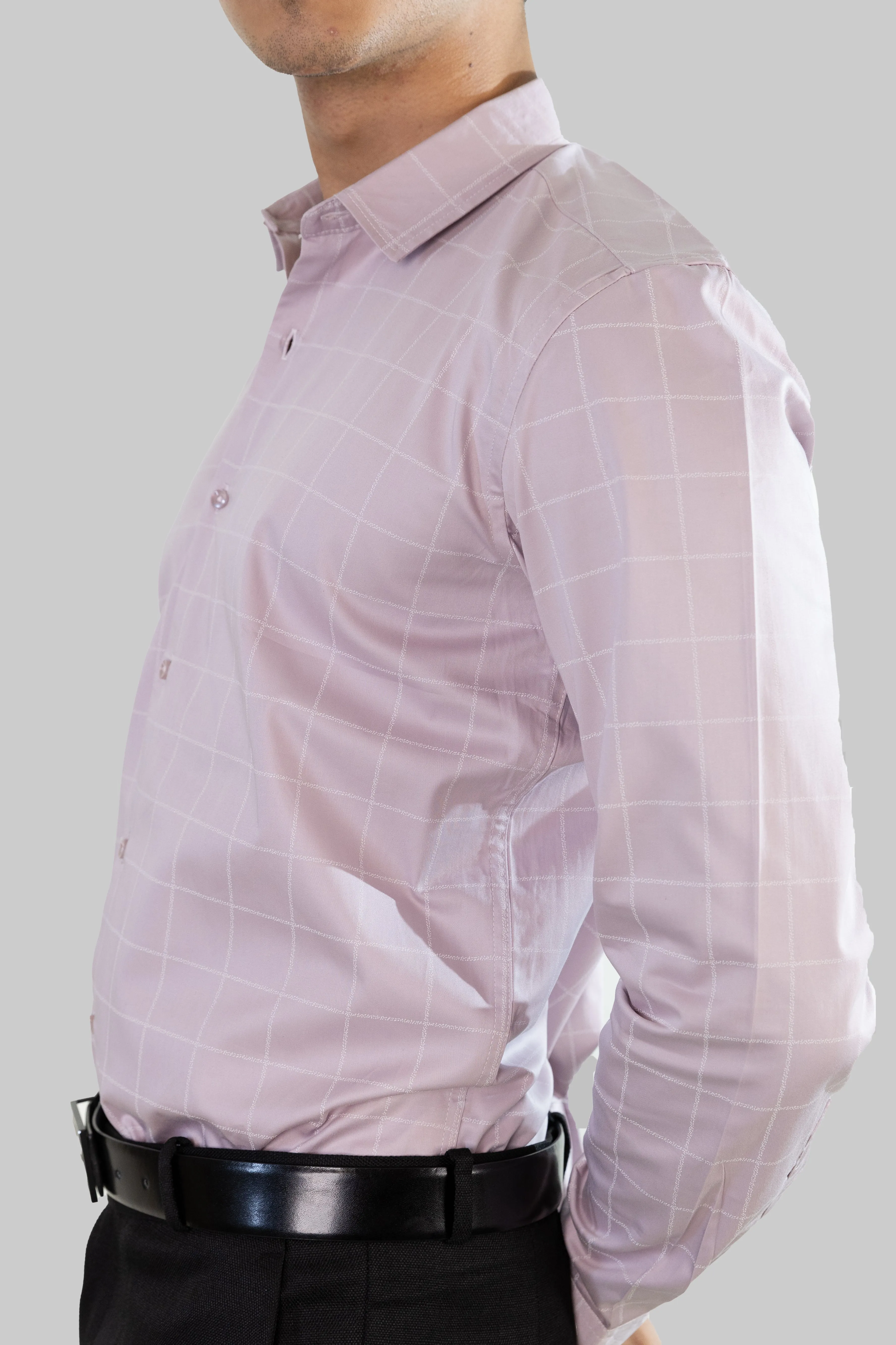 Satin Grid Shirt - Lavendar