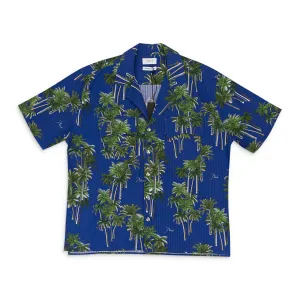 SEARSUCKER HAWAIIAN BLUE/GREEN BUTTON-UP SHIRT