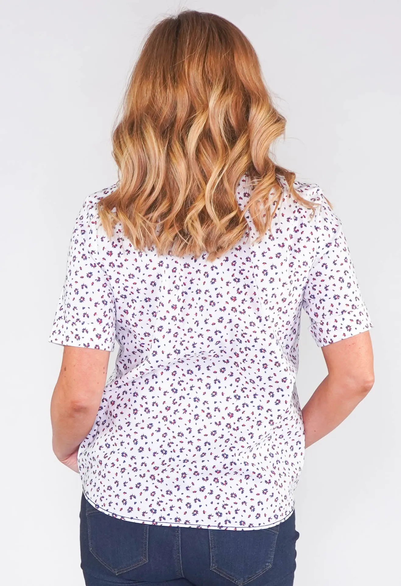 SHORT SLEEVE BLOUSE WITH FLOWER PRINT