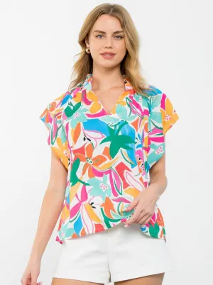Short Sleeve Floral Top [WH-FTM2703-1]