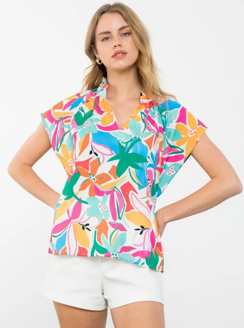 Short Sleeve Floral Top [WH-FTM2703-1]