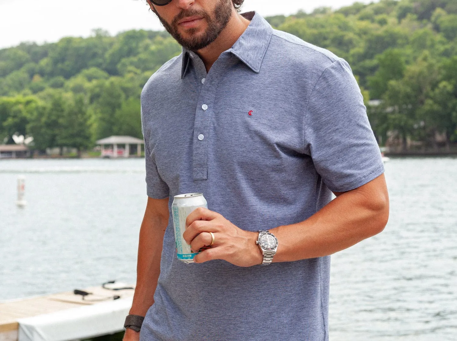 Slim Fit Top-Shelf Range Polo - Indigo Microstripe
