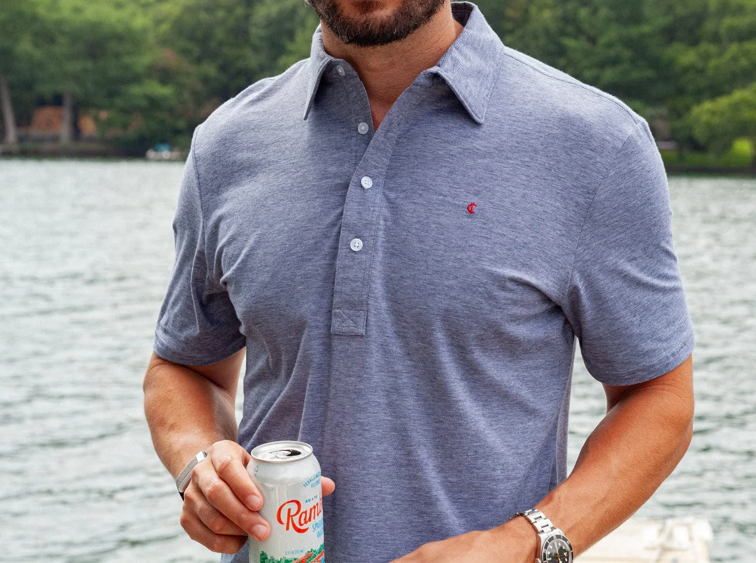 Slim Fit Top-Shelf Range Polo - Indigo Microstripe