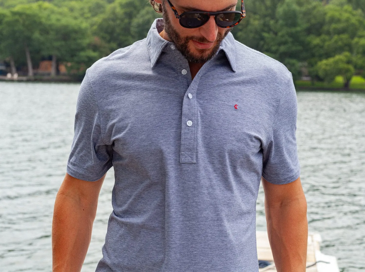 Slim Fit Top-Shelf Range Polo - Indigo Microstripe