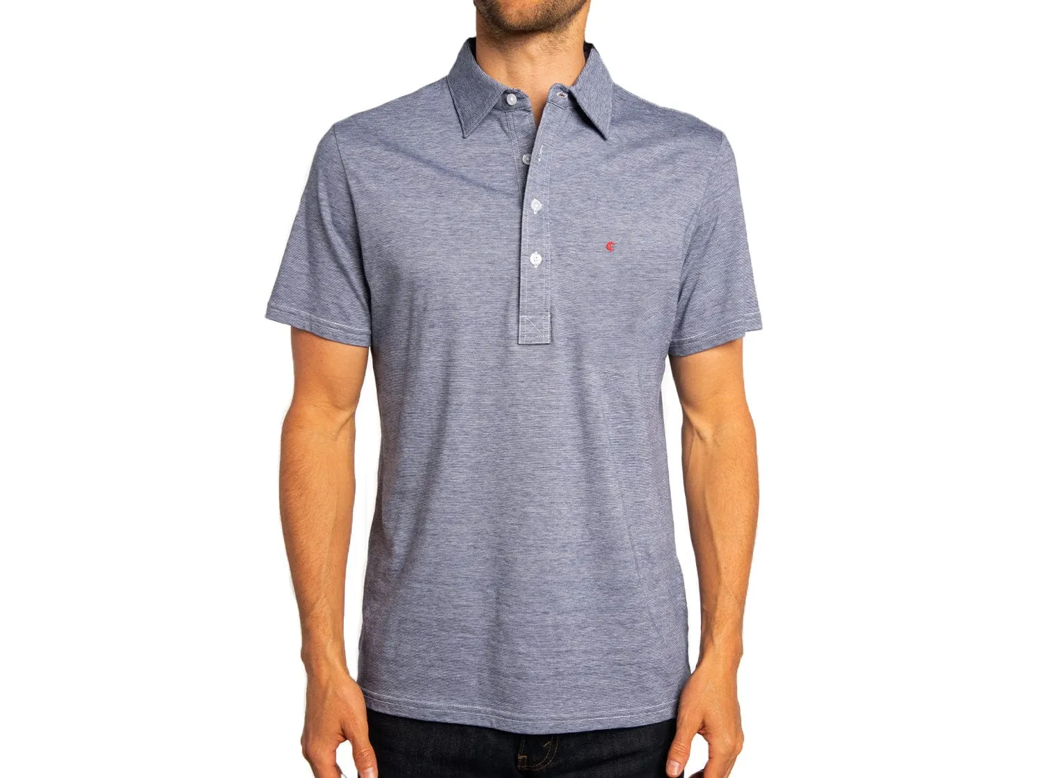 Slim Fit Top-Shelf Range Polo - Indigo Microstripe