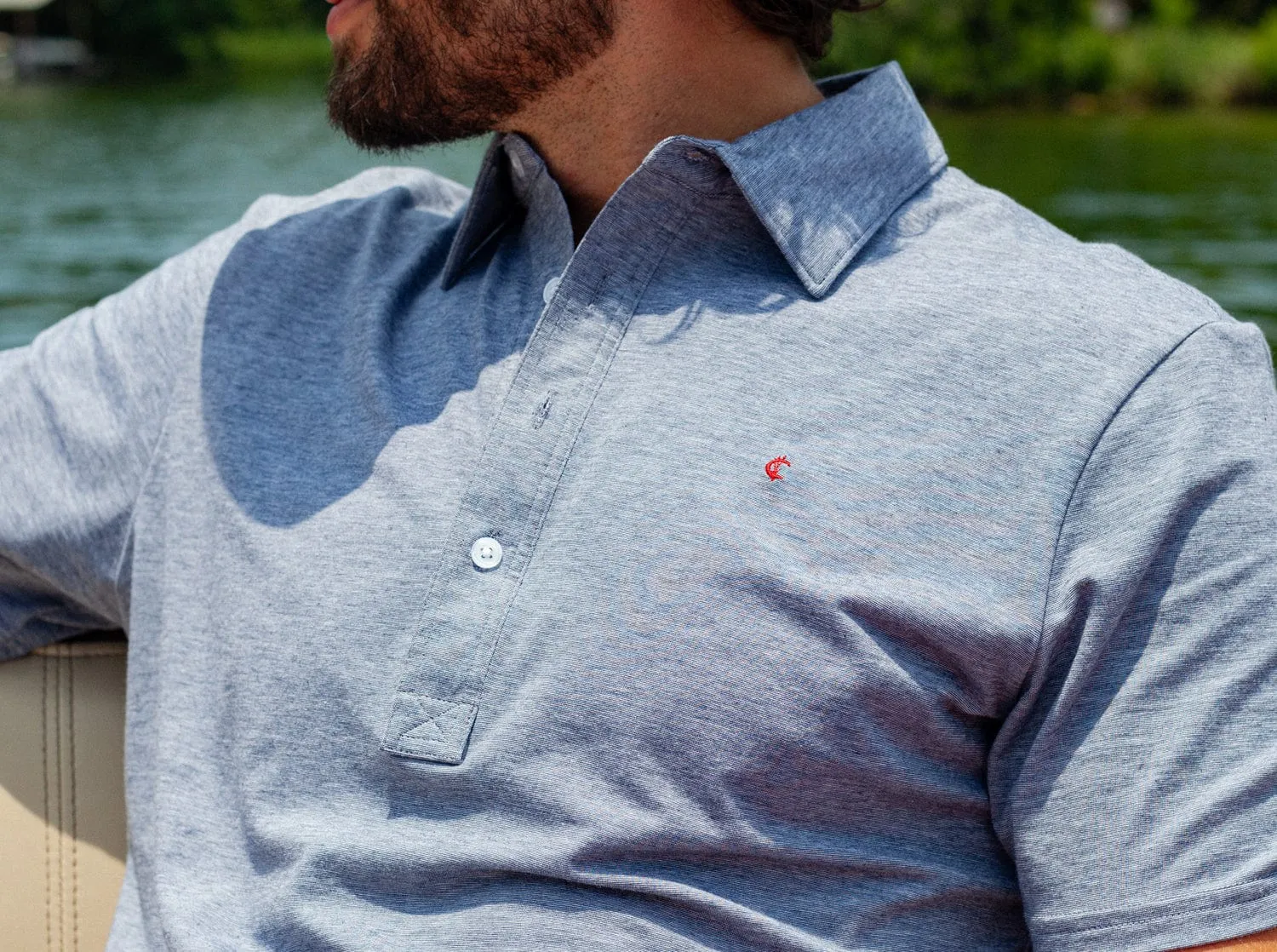 Slim Fit Top-Shelf Range Polo - Indigo Microstripe