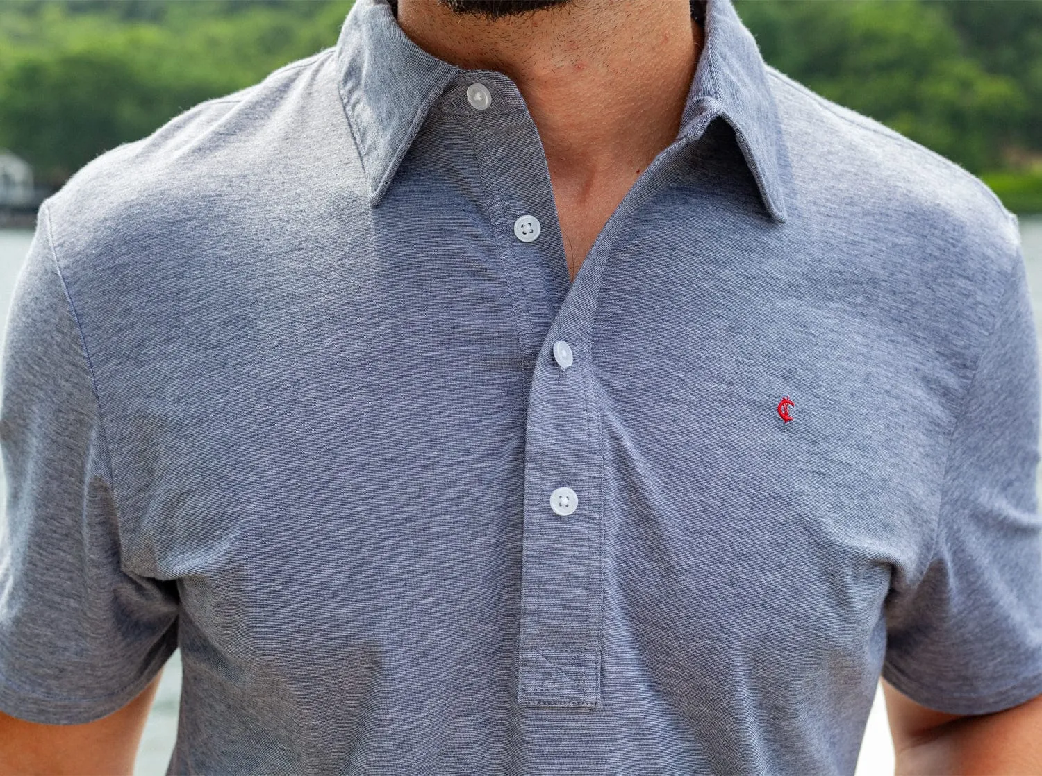 Slim Fit Top-Shelf Range Polo - Indigo Microstripe