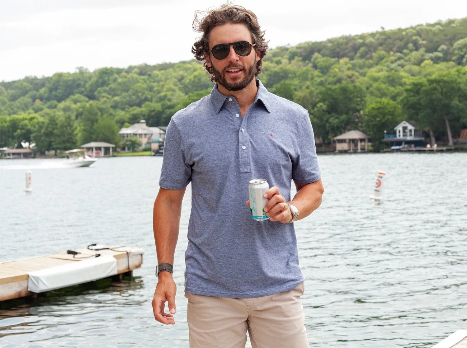 Slim Fit Top-Shelf Range Polo - Indigo Microstripe