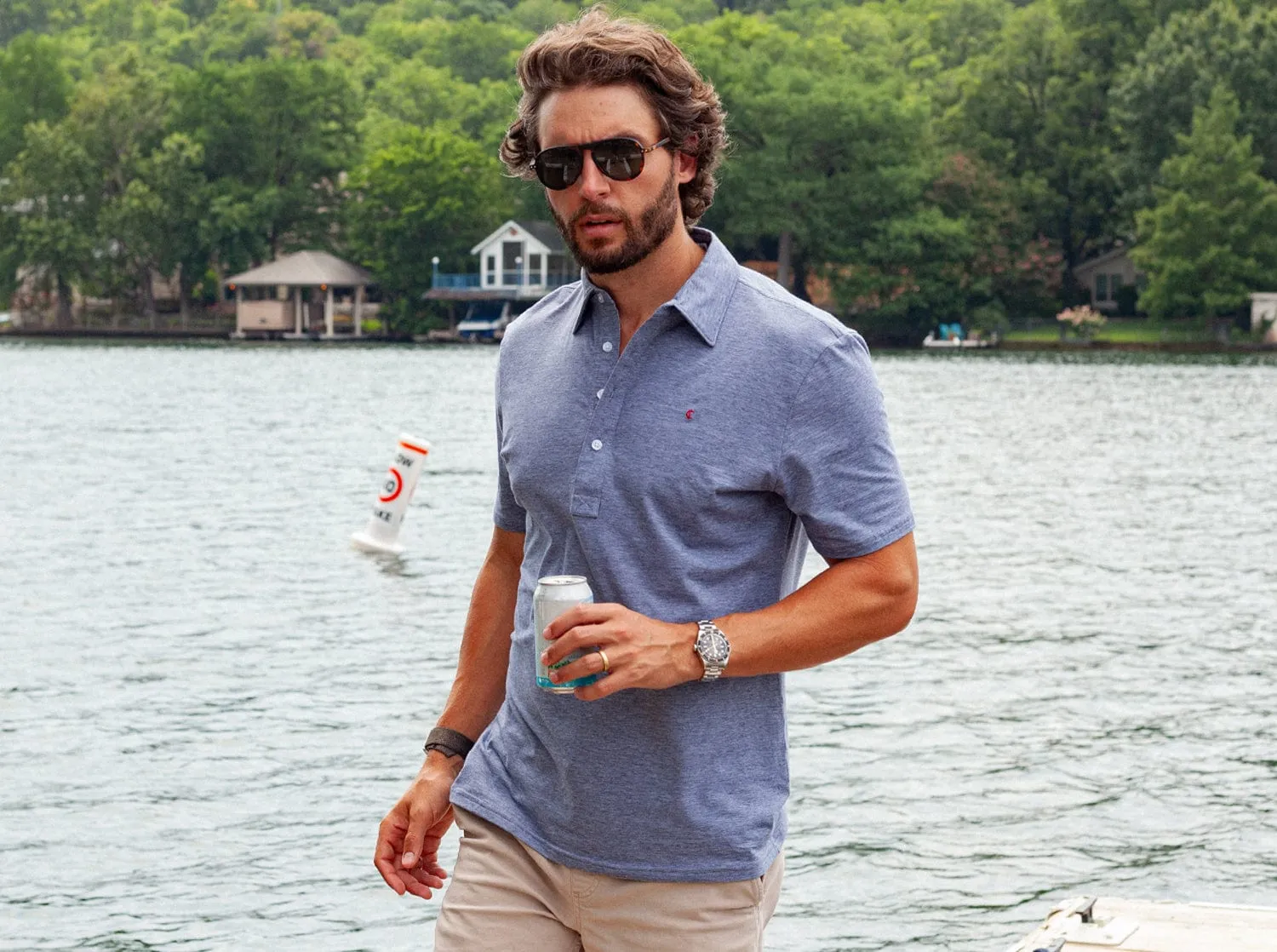 Slim Fit Top-Shelf Range Polo - Indigo Microstripe