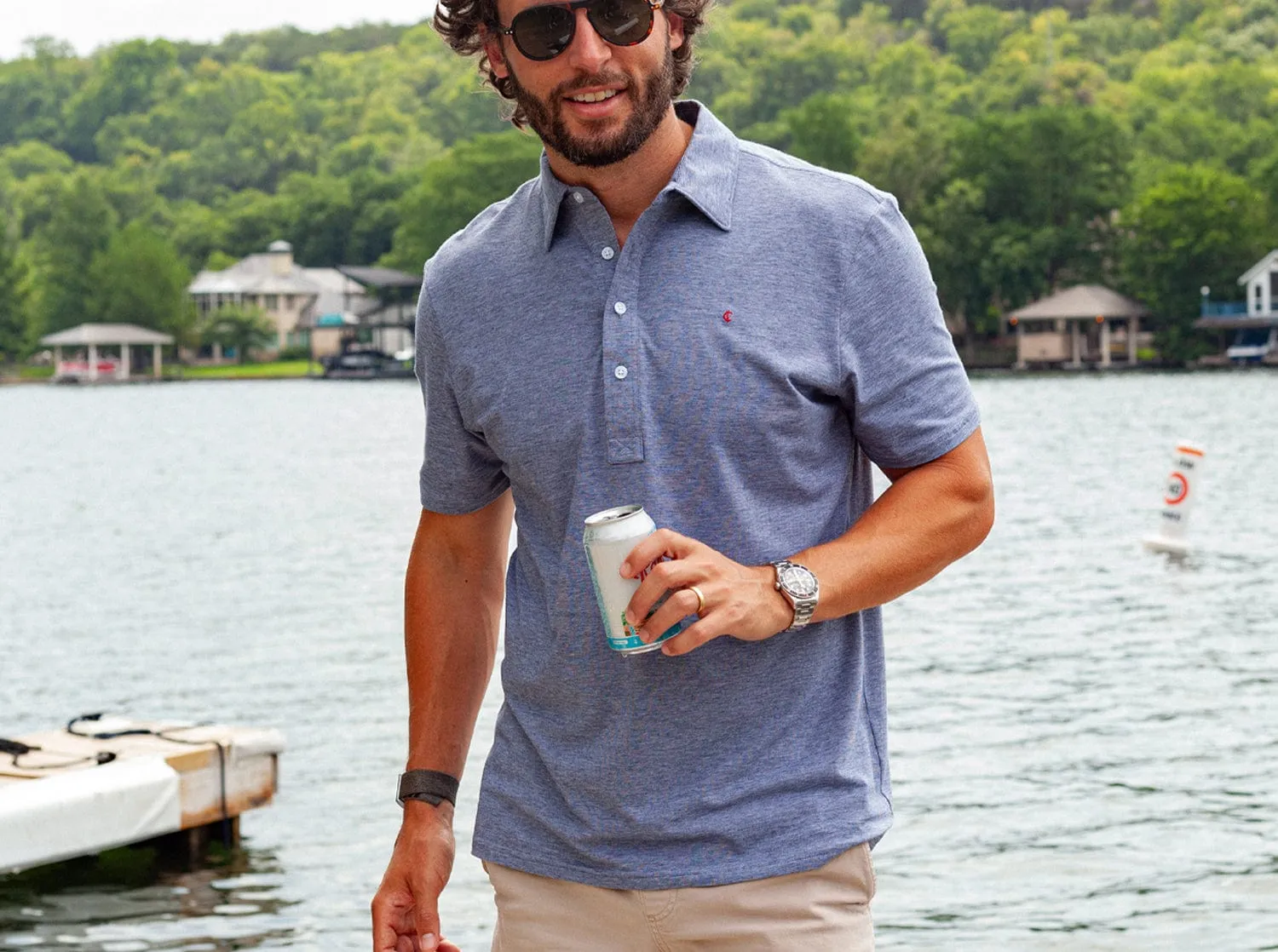 Slim Fit Top-Shelf Range Polo - Indigo Microstripe