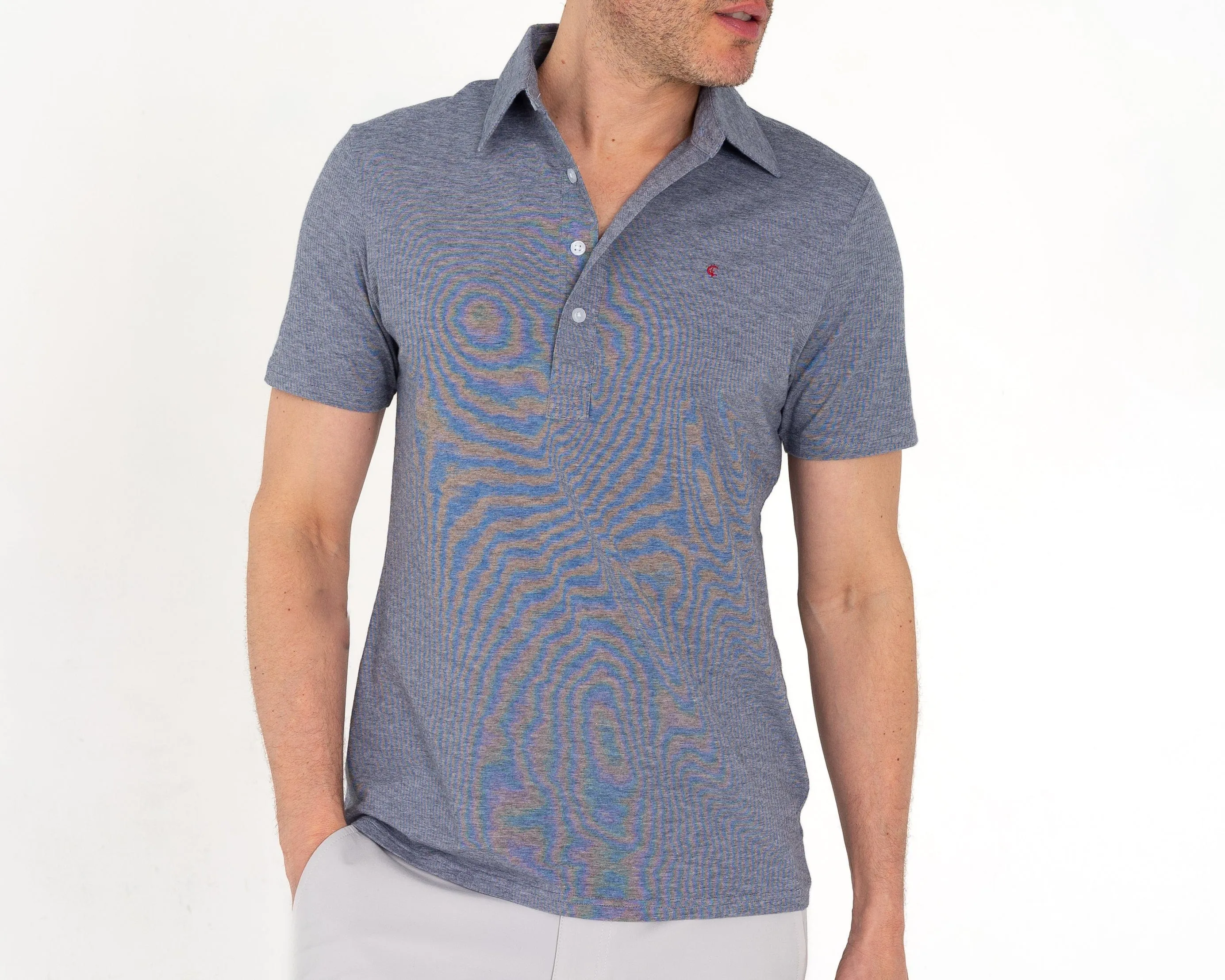 Slim Fit Top-Shelf Range Polo - Indigo Microstripe