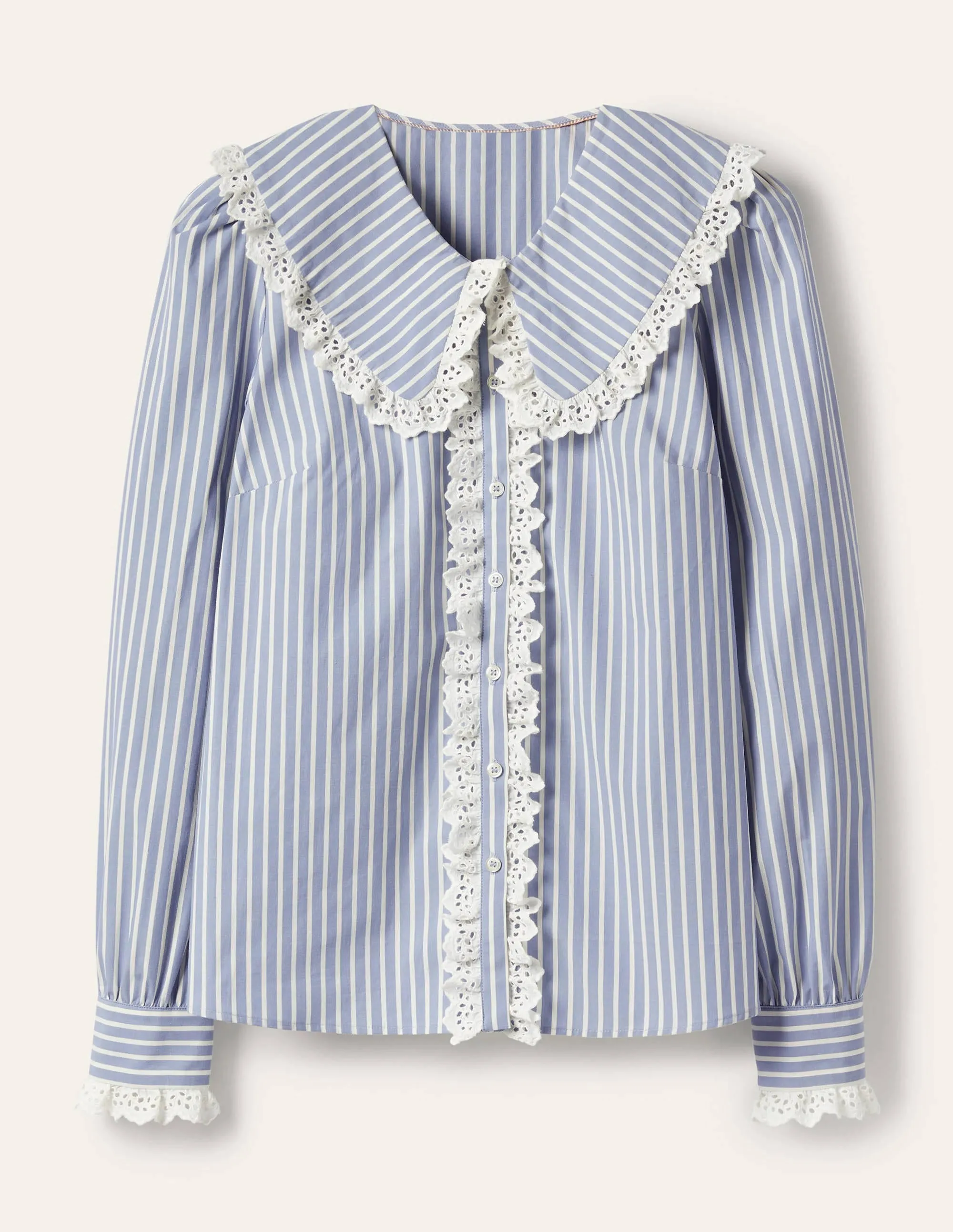 Statement Collar Shirt-Atlantic Ocean Woven Stripe