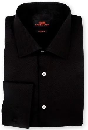 Steven Land Men's Trim-Fit French Cuff Tonal Twill Print Cotton Dress Shirt – CLEARANCE - FINAL SALE